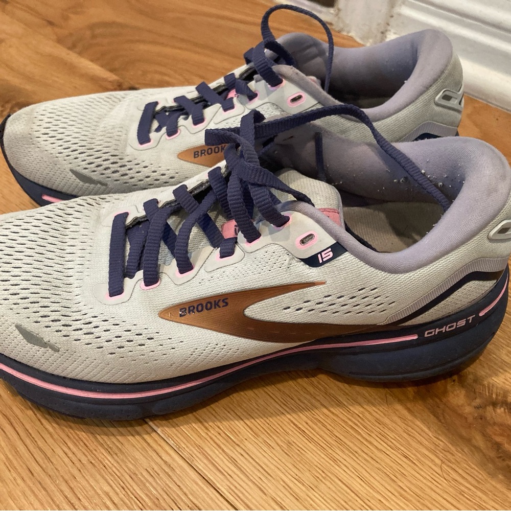 Brooks Ghost 15 Women's Running Shoes - 7.5- Light Blue/ Purple/ Pink- Good Cond
